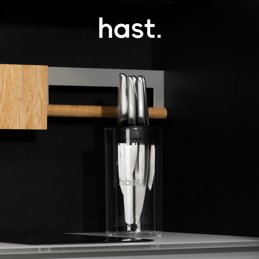 Minimalist Design Tempered Glass Knife Block | Hast